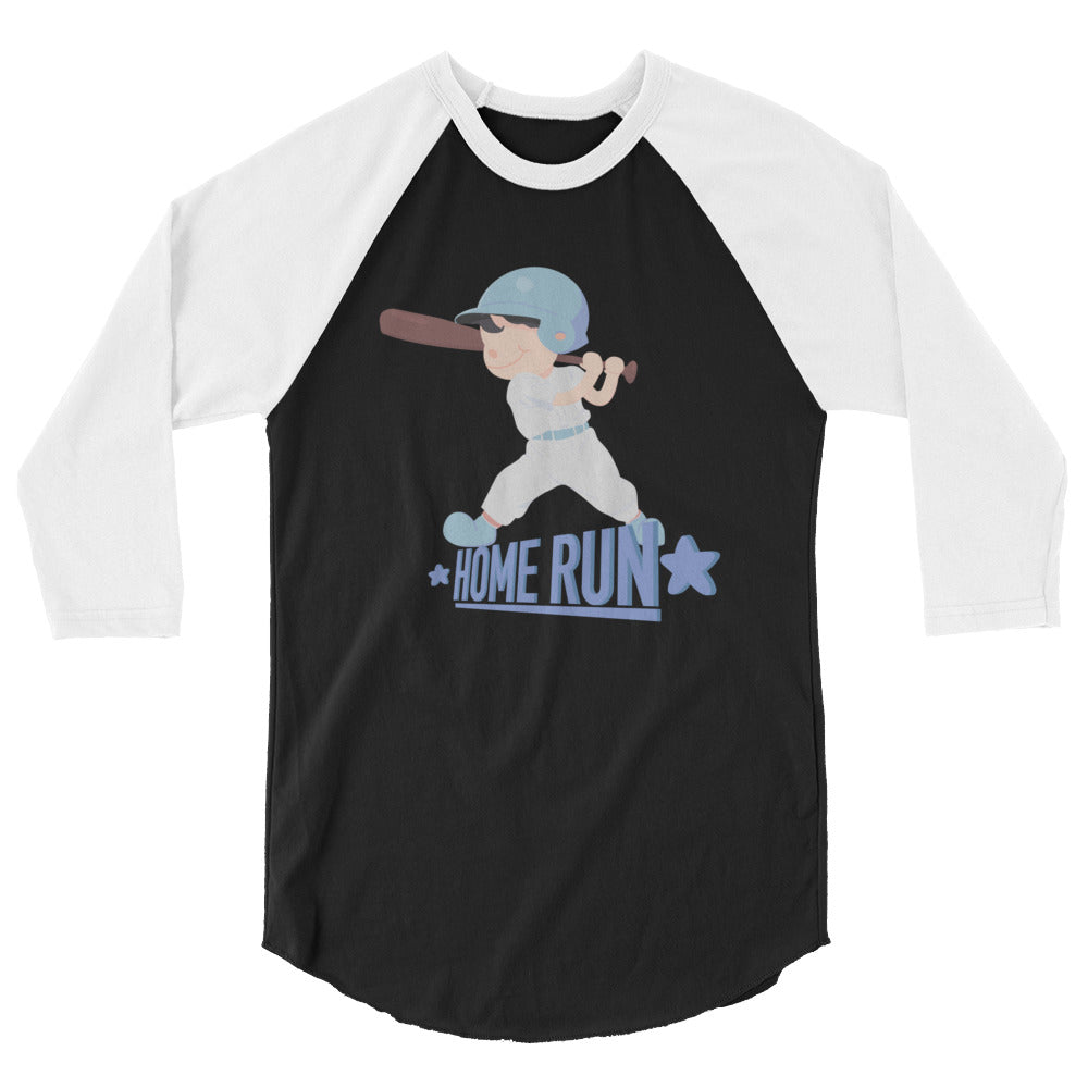 "HOME RUN" Kippy Kiddos 3/4 sleeve raglan shirt