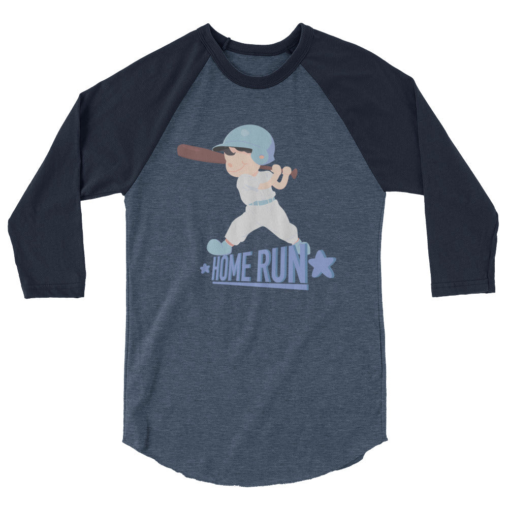 "HOME RUN" Kippy Kiddos 3/4 sleeve raglan shirt