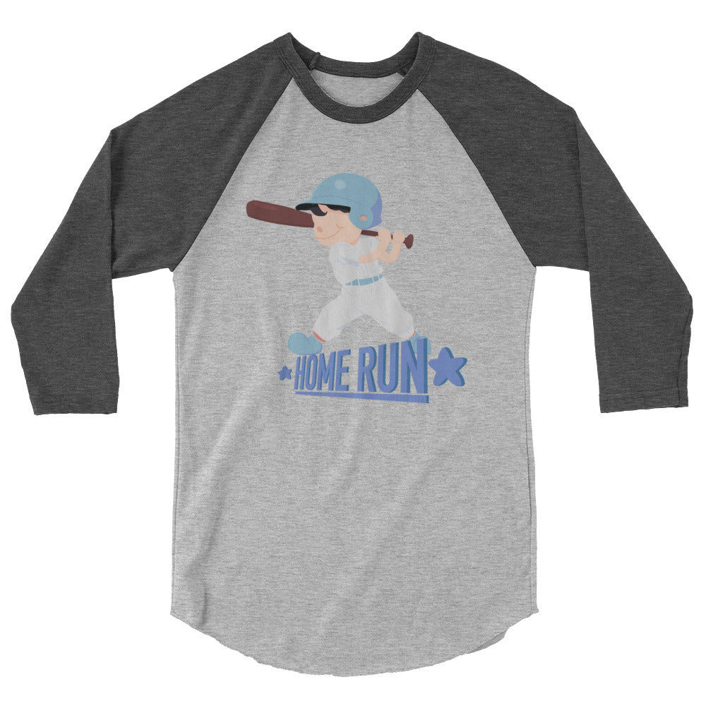 "HOME RUN" Kippy Kiddos 3/4 sleeve raglan shirt