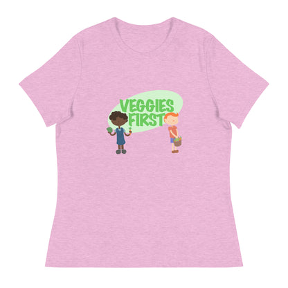 "VEGGIES FIRST" kippy kiddos Women's Relaxed T-Shirt