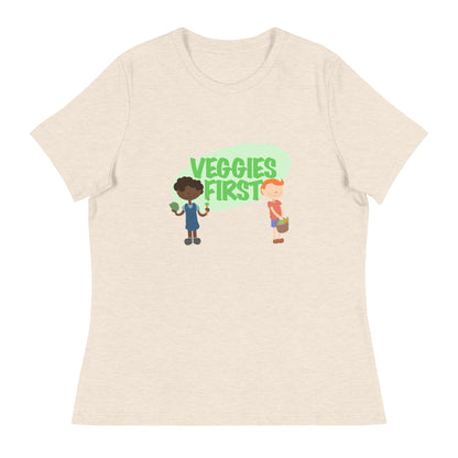 "VEGGIES FIRST" kippy kiddos Women's Relaxed T-Shirt